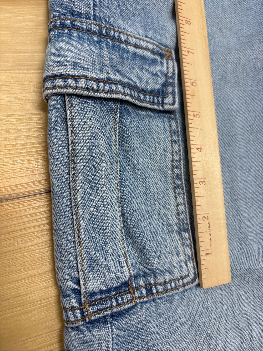 Aeropostale High Rise Wide Leg Cargo Jeans Light Wash Denim Size 8 GUC Y2K Style - Picture 11 of 12